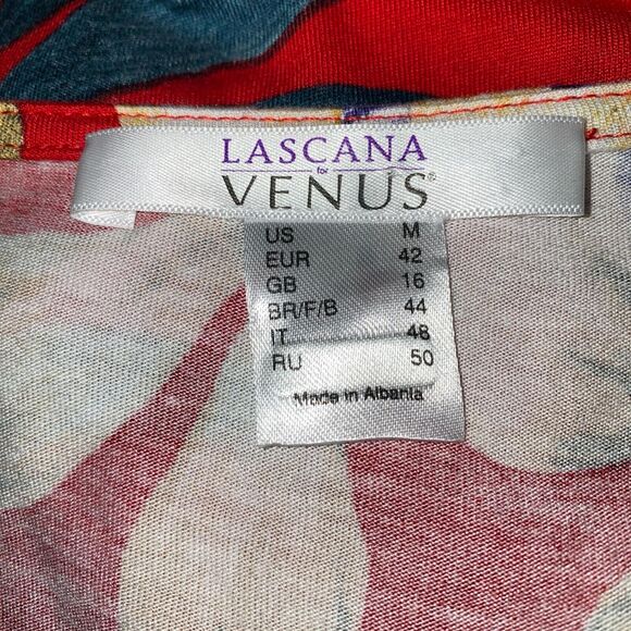 Lascana Venus Red Tropical Floral Dress Fit & Flare Hawaiian Women's Size M - Picture 7 of 9